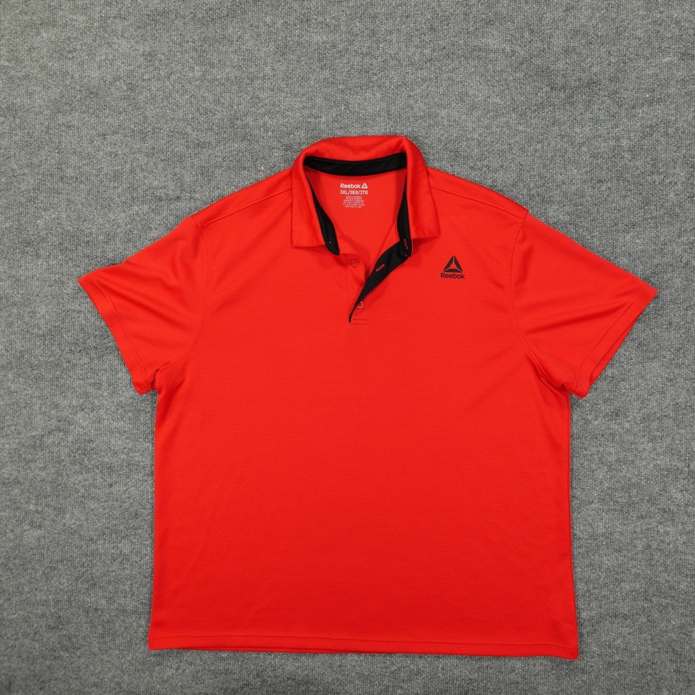 Reebok Polo Shirt Mens 3XL Red Performance Golf Athletic Short Sleeve Logo